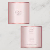 Modern Roos Gold Elegant Minimalistische Sjabloon  Vierkante Visitekaartje (Voorkant / Achterkant)