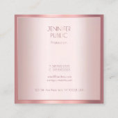 Modern Roos Gold Elegant Minimalistische Sjabloon  Vierkante Visitekaartje (Achterkant)