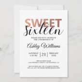 Modern Roos Gold Elegant Sweet 16 Kaart (Voorkant)