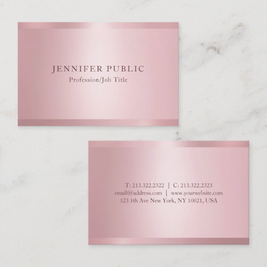 Modern Roos Gold Elegante professionele Sjabloon Visitekaartje (Voorkant / Achterkant)