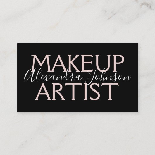 Modern Roos Gold en Black Make Up Artist Visitekaartje (Voorkant)