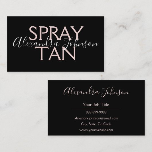 Modern Roos Gold en Black Spray Tan Visitekaartje (Voorkant / Achterkant)
