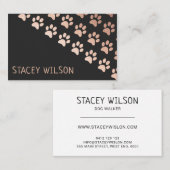 Modern Roos Gold en Houtskool Hond Walker Visitekaartje (Voorkant / Achterkant)