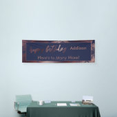 Modern Roos Gold en marineslag gemarmerd Happy Bir Spandoek (Beurs)