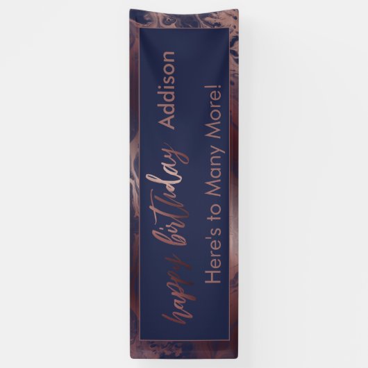 Modern Roos Gold en marineslag gemarmerd Happy Bir Spandoek (Verticaal)