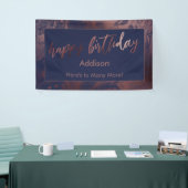 Modern Roos Gold en marineslag gemarmerd Happy Bir Spandoek (Beurs)