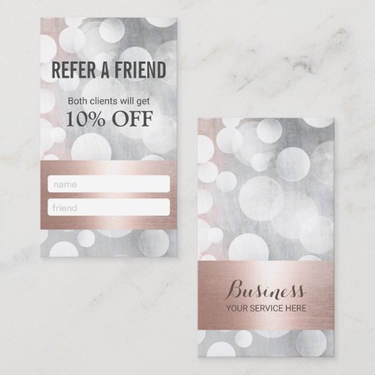 Modern Roos Gold en Silver Beauty Salon Referral (Voorkant / Achterkant)