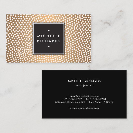 Modern Roos Gold en White Confetti Stippen Visitekaartje (Voorkant / Achterkant)