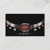 Modern Roos Gold en zwart met Monogram Diamonds Visitekaartje (Voorkant)