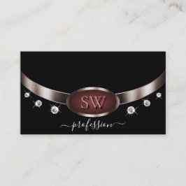 Modern Roos Gold en zwart met Monogram Diamonds Visitekaartje