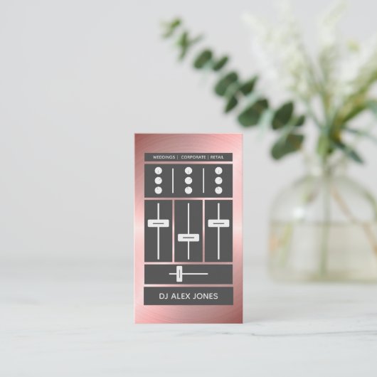 Modern Roos Gold Faux DJ | Koel Visitekaartje (Staand voorkant)