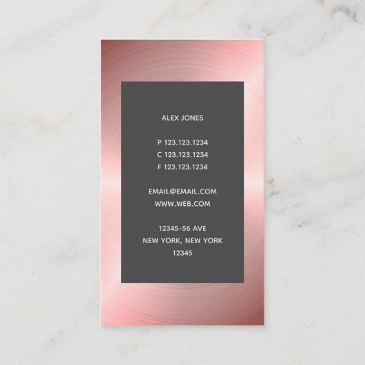 Modern Roos Gold Faux DJ | Koel Visitekaartje (Achterkant)