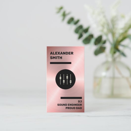 Modern Roos Gold Faux DJ, Sound Engineer en Pap Visitekaartje (Staand voorkant)