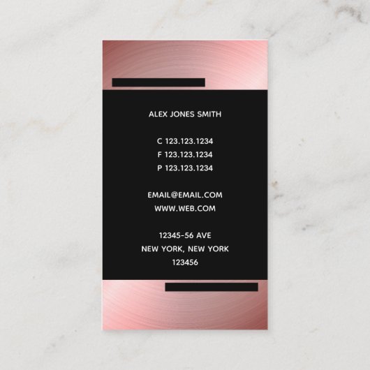 Modern Roos Gold Faux DJ, Sound Engineer en Pap Visitekaartje (Achterkant)