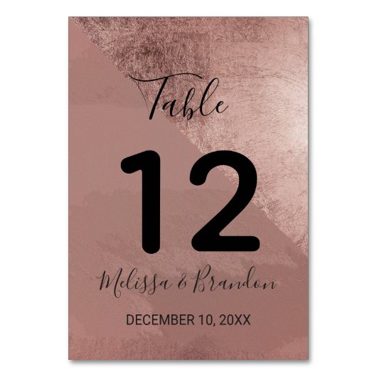 Modern Roos Gold Faux Folie Driehoek Tafelnummers (Voorkant)