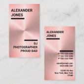 Modern Roos Gold Faux fotograaf, DJ, Proud Pap Visitekaartje (Voorkant / Achterkant)