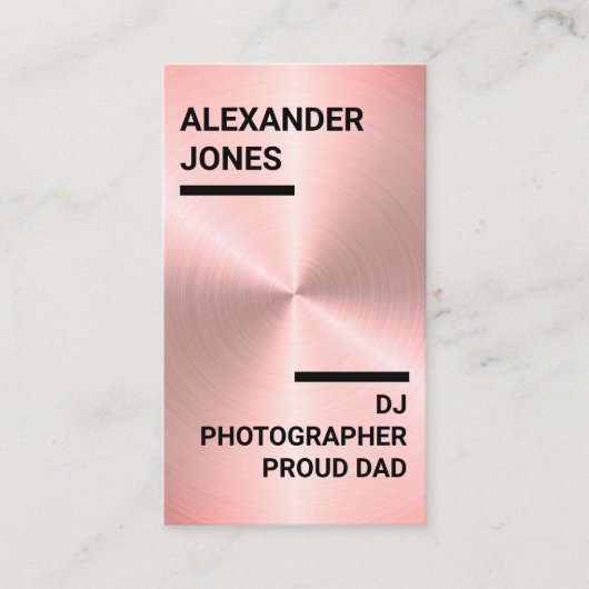 Modern Roos Gold Faux fotograaf, DJ, Proud Pap Visitekaartje (Voorkant)