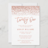 Modern Roos Gold Faux Glitter 21-ste verjaardag Kaart (Voorkant)