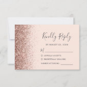 Modern Roos Gold Faux Glitter Blush Roze RSVP-kaar RSVP Kaartje (Voorkant)