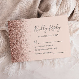 Modern Roos Gold Faux Glitter Blush Roze RSVP-kaar RSVP Kaartje