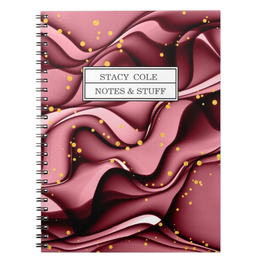 Modern Roos Gold Faux Glitter Name Persoonlijk Notitieboek (Voorkant)