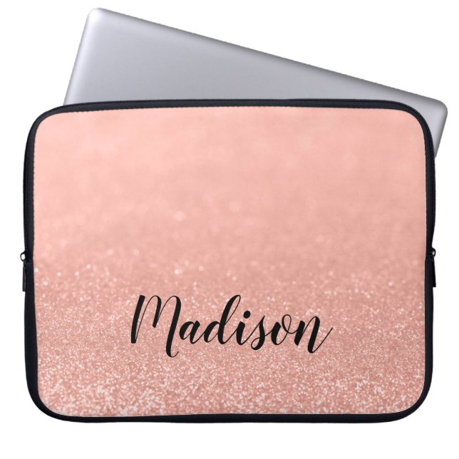 Modern Roos Gold Faux Glitter - op maat gemaakt Laptop Sleeve (Voorkant)