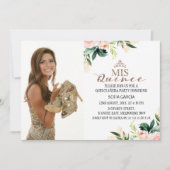Modern Roos Gold Floral Foto Quinceañera Kaart (Voorkant)