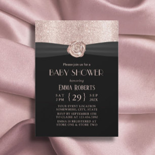 Modern Roos Gold Floral Ribbon Luxury Baby shower Kaart