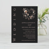 Modern Roos Gold Flowers huwelijksuitnodiging Kaart (Staand voorkant)