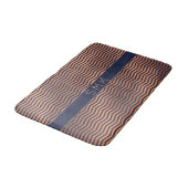 Modern Roos Gold Foil Chevron Navy Blue Monogram Badmat (Gekanteld)