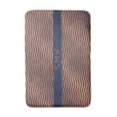 Modern Roos Gold Foil Chevron Navy Blue Monogram Badmat (Voorkant Verticaal)
