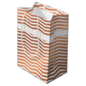 Modern Roos Gold Foil Chevron on White Corporate Medium Cadeauzakje (Achterkant Gekanteld)