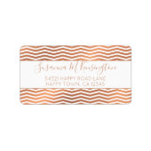 Modern Roos Gold Foil Chevron op wit adres Etiket (Voorkant)
