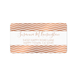 Modern Roos Gold Foil Chevron op wit adres Etiket