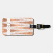 Modern Roos Gold Foil Chevron op wit monogram Bagagelabel (Voorkant horizontaal)