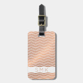 Modern Roos Gold Foil Chevron op wit monogram Bagagelabel (Voorkant verticaal)