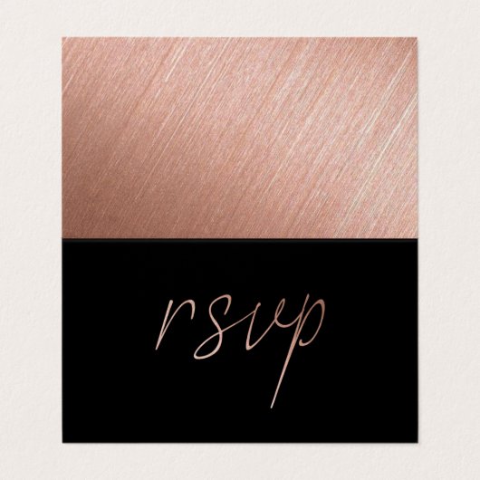 Modern Roos Gold Foil script met Photo RSVP-kaart Visitekaartje (Buitenkant ongevouwen)