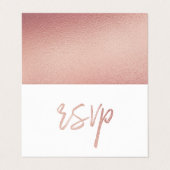 Modern Roos Gold Foil script met Photo RSVP-kaart Visitekaartje (Buitenkant ongevouwen)