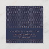 Modern Roos Gold Folie Navy Blue Geometric Busines Vierkante Visitekaartje (Achterkant)