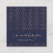 Modern Roos Gold Folie Navy Blue Geometric Busines Vierkante Visitekaartje (Voorkant)
