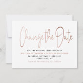 Modern roos Gold folie Script Verander de datum Save The Date (Voorkant)
