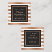Modern Roos Gold Folie Stripes Luxe Vierkante Visitekaartje (Voorkant / Achterkant)