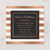 Modern Roos Gold Folie Stripes Luxe Vierkante Visitekaartje (Achterkant)