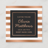 Modern Roos Gold Folie Stripes Luxe Vierkante Visitekaartje (Voorkant)