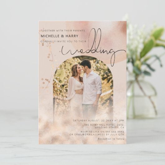 Modern Roos Gold | Fotobruiloft op Arch Kaart (Staand voorkant)