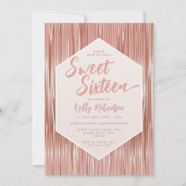 Modern Roos Gold Girly Script Sweet Sixteen Kaart