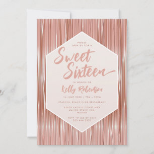 Modern Roos Gold Girly Script Sweet Sixteen Kaart