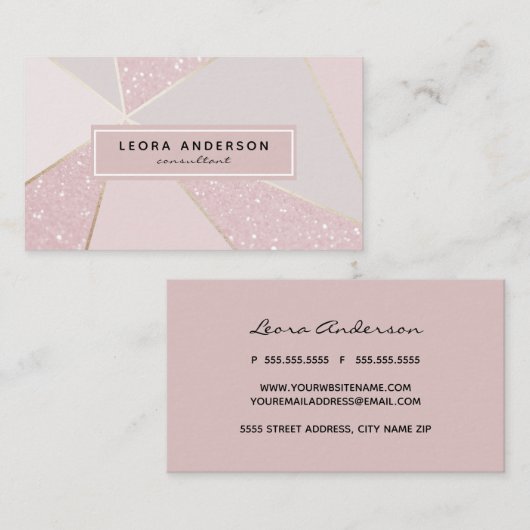 Modern Roos Gold Glitter Abstract Patroon Visitekaartje (Voorkant / Achterkant)