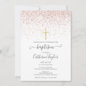 Modern Roos Gold Glitter Baptisme Christening Kaart (Voorkant)