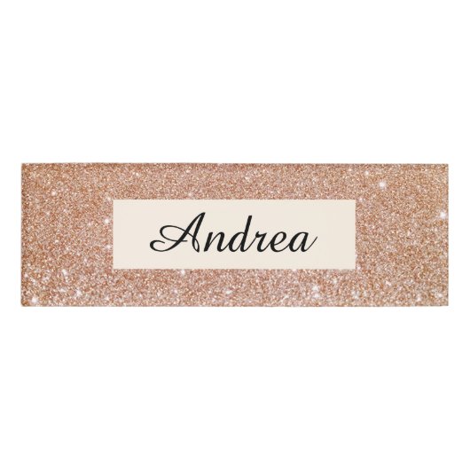 Modern Roos Gold Glitter Beauty Salon Medewerker Naambadge (Voorkant)